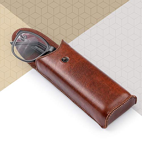 Hard Eyeglass Case With Belt Loop, PU Leather Glasses Case, Eyeglasses Cases, Reading Glass Case, Spectacles Box For Eyeglass, Classic Style Brown Eyeglass Case Small
