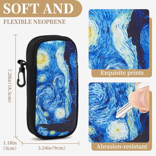 QIUTIMIY Sunglasses Soft Case Zipper Double Eyeglass Case with 2 Compartments 1 Belt Clip - color: Starry Night