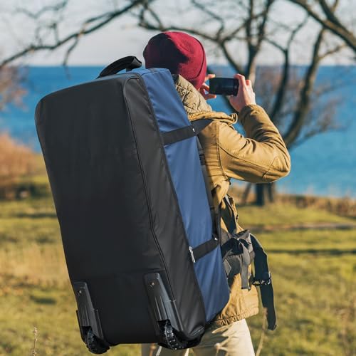 32" Soft-Sided Foldable Wheeled Duffle Bag, 110L Expandable 140L Rolling Travel Bag with Matching Storage Pouch, Updated Navy - color: Navy