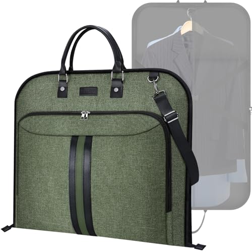 BALEINE Travel Garment Bag, Travel Suit Bag for Men, Water Resistant Carry on Garment Bag for Hanging Clothes, Garment Duffel Bag for Travel Business (Green) - color: Green