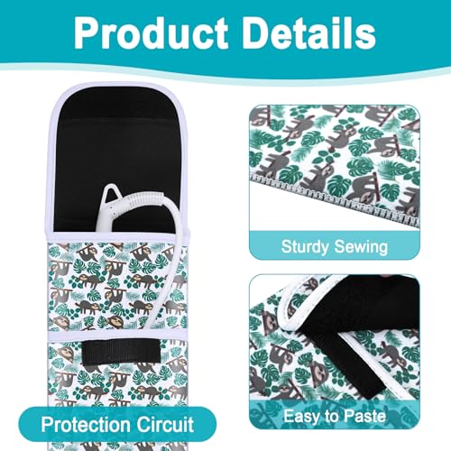 Shappy 2 Pcs Heat Resistant Hair Tools Bag Curling Iron Travel Case Cover Neoprene Flat Iron Holder Travel Case and Silicone Mat Pouch for Hot Hair Tools Storage Organizer(Sloth Style) - style: Sloth Style