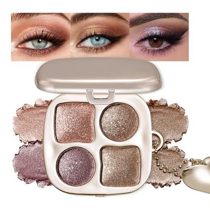 Metallic Rose Gold Shimmer Eyeshadow Palette with Mirror – Blendable Long-Lasting Everyday Eye, Gold Bronze Glitter & Neutral Glam Contour Makeup Palette, Perfect for Blue, Green & Brown Eyes - color: A06