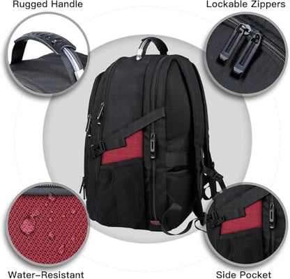 ANTERK Extra Large Backpack, Travel Laptop Backpack, Sturdy TSA Water Resistant 17.3 Inch Carry on Backpacks, Anti Theft Business Computer Backpacks Gifts for Men Women, Red - color: Red, size: 17 inch