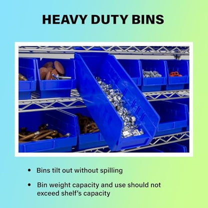 Akro-Mils 30128 Plastic Shelf Bins, Heavy Duty Storage Bins for Garage, Closet, and Drawer Organization, 457 x 102 x 102 Mm, Clear, 12 Count - color: Clear