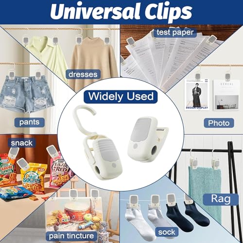 VinBee 9 PCS Laundry Hooks with Clips,Clothes Pins with Hooks for Hanging Clips,Hook with Clip,Clip Hook Hanger,Towelsclip,Towel Organizers for Bathroom,Closet-Non-Metal Clips for General use