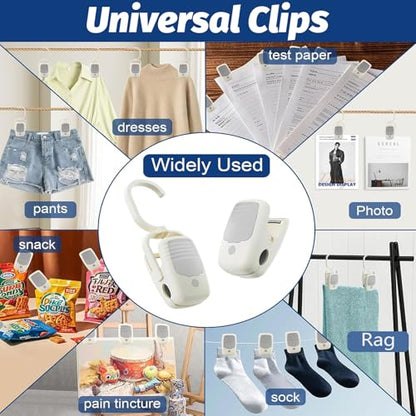VinBee 9 PCS Laundry Hooks with Clips,Clothes Pins with Hooks for Hanging Clips,Hook with Clip,Clip Hook Hanger,Towelsclip,Towel Organizers for Bathroom,Closet-Non-Metal Clips for General use