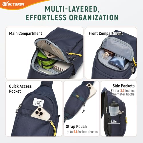 SKYSPER Sling Bag RFID Anti-Theft Crossbody Bag Recycled Travel Cross Body Bag Shoulder Sling Daypack - color: Blue