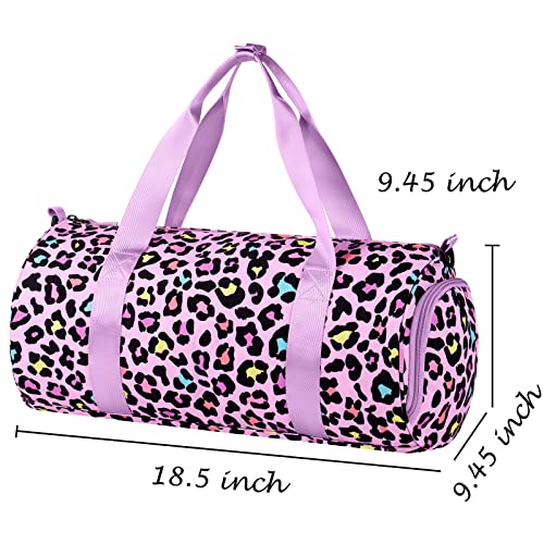 Choco Mocha Kids Duffle Bag, Girls Cheetah Weekender Overnight Bags for Little Girl Dance Bag Ages 6-8, Pink - color: Cheetah-Pink