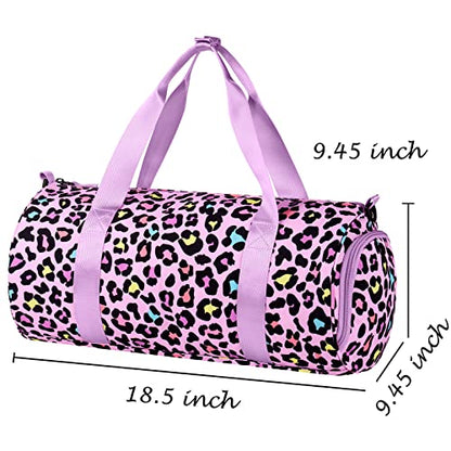 Choco Mocha Kids Duffle Bag, Girls Cheetah Weekender Overnight Bags for Little Girl Dance Bag Ages 6-8, Pink - color: Cheetah-Pink