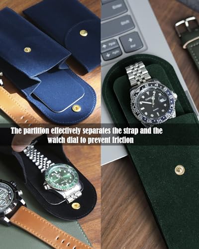 6PCS Watch Pouch: Portable Velvet Travel Case for Men & Women, Soft Watch Bag Storage - 2 Green, 2 Black, 2 Gray - color: 2 Green & 2 Black & 2 Gray