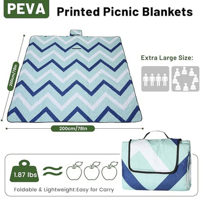 Dimatic Cute Picnic Blankets 78"x78" Extra Large Beach Blankets Waterproof Sand Proof Foldable Portable for Outdoor Family Camping - color: Sea Wave