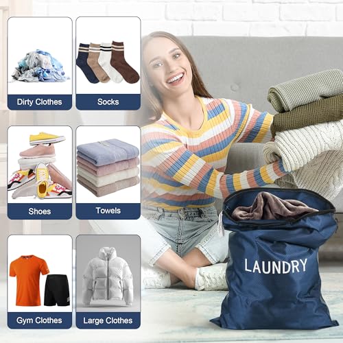 4Pcs Travel Laundry Bags, Dirty Clothes Travel Bag, Waterproof Wet Bags with Zips, Reusable Wet Dry Bag for Swimming Yoga Dance Clothes (Blue) - color: Blue