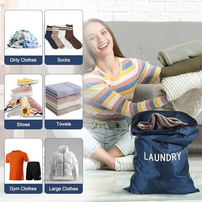 4Pcs Travel Laundry Bags, Dirty Clothes Travel Bag, Waterproof Wet Bags with Zips, Reusable Wet Dry Bag for Swimming Yoga Dance Clothes (Blue) - color: Blue