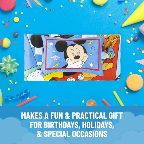 Jay Franco Kids Slumber Bag and Pillow - 54 x 27 Inch Comfy Indoor Sleeping Bag for School and Sleepovers, 2 Piece Set, Multi - Mickey Mouse - color: Multi - Mickey Mouse