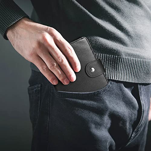Polare Luxury RFID Blocking Leather Passport Holder Travel Wallet For Men and Women (Black(Snap Version)) - color: Black(Snap Version)