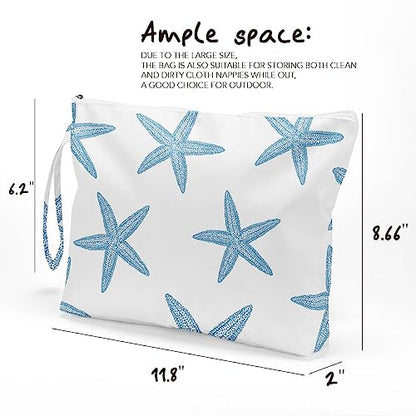 Fokongna Wet Bag, Travel Wet Dry Bag Water Proof Beach Bags for Swimsuit Beach Pool Diapers Dirty Yoga Gym Clothes Zipper Pouch, for Women Sister Friends Ocean Sea Shells Makeup Bag - color: Starfish 03