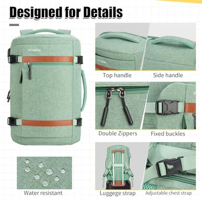 42L Travel Backpack with 4 Packing Cubes, TSA Friendly Flight Approved Carry-On Bag with USB Charging Port, Water-Resistant Weekender Business Backpack for Men Women, Fits 17.3" Laptop(Green) - color: Green