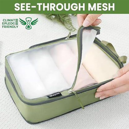 BAGAIL 6 Set Ultralight Compression Packing Cubes Packing Organizer for Travel Accessories Luggage Suitcase Backpack - color: Matcha Green70D, style: Mesh Pattern