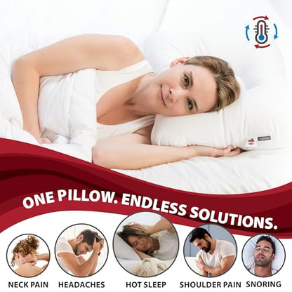 Core Products Tri-Core Comfort Zone Cervical Support Pillow, Temperature Regulating Outlast, Gentle (Medium Firm) - Full Size - size: 1 Count (Pack of 1)
