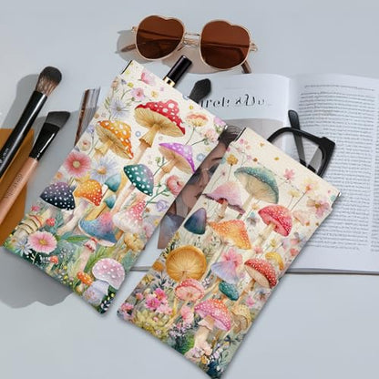 Eyeglass Cases 4 Pack,Boho Floral Pattern Sunglasses Case,PU Leather Soft Eye Glass Pouch for Women Men Student - color: Beige