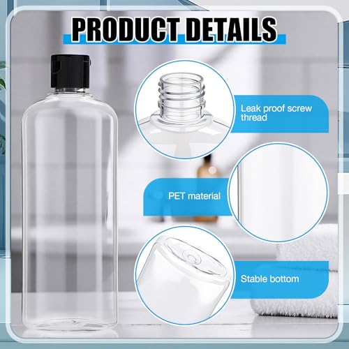 Marsui 50 Pcs Travel Bottles for Toiletries 10 oz Travel Size Containers Clear Shampoo Bottles Refillable Squeeze Bottle with Flip Cap Toiletry Bottle for Shampoo Lotion Conditioner(Black Lid)