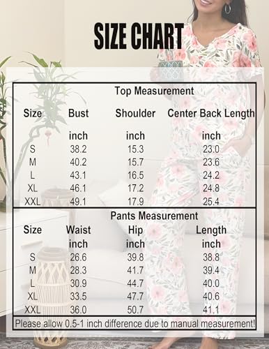 Ekouaer 2 Piece Womens Pajamas Short Sleeve Top and Long Pants Pjs Set Printed Sleepwear with Pocket - color: Black Butterfly, size: Medium