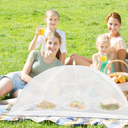 Extra Large Food Cover, 3 Jumbo (40"X23.7"), White Mesh Plate Serving Tents, Pop-Up Umbrella Screen Tents, Patio Net for Outdoor Camping, Picnics, Parties, BBQ, Collapsible and Reusable - color: 3 Extra Large