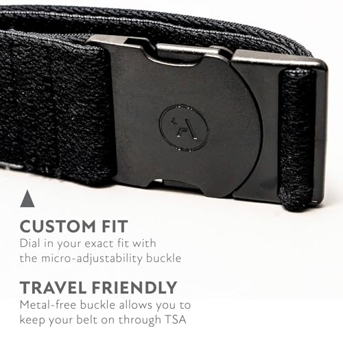 Arcade The Original Unisex Adventure Belt, Heavy Duty Elastic Webbing, Non-Metal Travel Friendly Buckle - color: Midnighter - Black