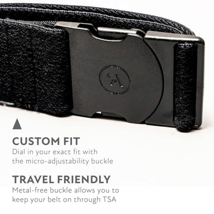 Arcade The Original Unisex Adventure Belt, Heavy Duty Elastic Webbing, Non-Metal Travel Friendly Buckle - color: Midnighter - Black