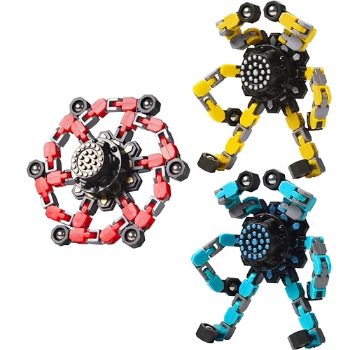 Gokeey Transformable Fidget Spinners 3 Pcs for Kids and Adults Stress Relief Sensory Toys for Boys and Girls Fingertip Gyros for Party Favors Goodie Bag Stuffers for Kids - style: fidget toys 3pc