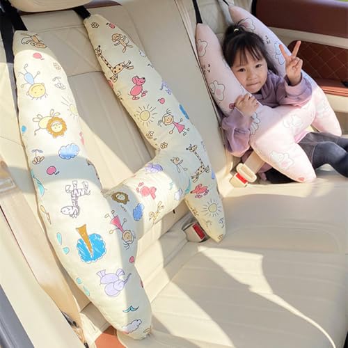 SIQITECHNO Car Travel Pillow H-Shape Seat Pillow Kids Adults Soft Neck Pillow Breathable Head and Body Support Pillow Car Aircraft Sleeping Cushion for Long Journey Road Trip Travel Accessories - color: Cartoon Animals