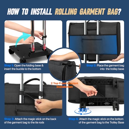Rolling Garment Bag, Large Carry On Garment Bag With Wheels, Men Women Suit Carry On Garment Bag for Travel Business