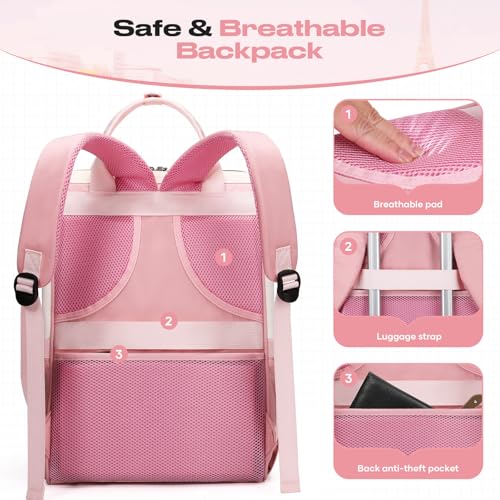 Maelstrom Travel Backpack for Women Men,Laptop Backpack Fits 15.6-17.3 Inch Laptop, Nurse/Work Bag with Insulated Lunch Box (Pink-beige) - color: Pink-beige