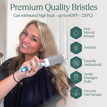 Professional Blow Drying Brush Set - Ceramic Ionic Thermal Brushes for Styling Wet Hair, 3 Round Brushes with Travel Bag for Women - size: Bundle Set of 3
