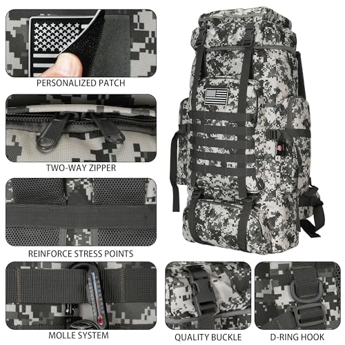 Hiking Backpack for Men 70L/100L Camping Backpack Military Rucksack Molle 3 Days Assault Pack for Climbing | Camping Backpack - color: 70l-graycamo