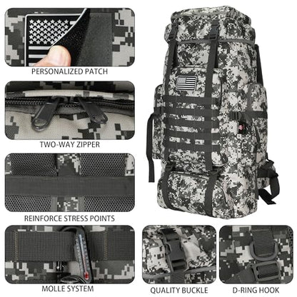 Hiking Backpack for Men 70L/100L Camping Backpack Military Rucksack Molle 3 Days Assault Pack for Climbing | Camping Backpack - color: 70l-graycamo