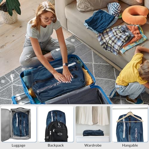 Reusable TPU Travel Vacuum Compression Bags - Waterproof Space Saver Bags for Luggage, Suitcase, Backpack, Storage Organizer (2 Pack, Blue) - color: Blue