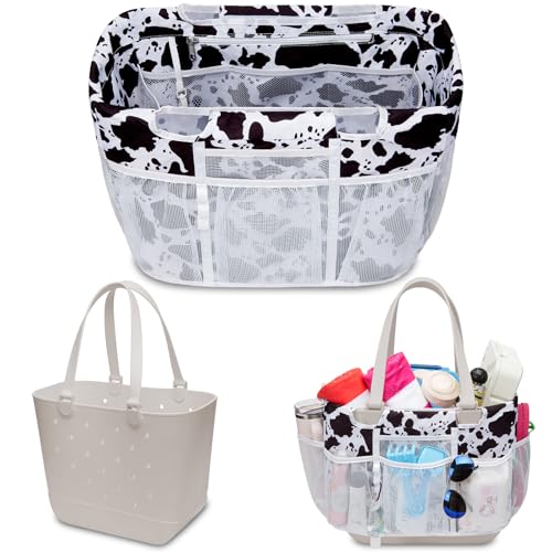 Nyton Organizer Compatible with XL Simple Modern Bag Cover Insert Beach Liner for XL Eva Tote Storage Separator with Mesh Pocket Sport Mom - color: BLACK WHITE COW, size: XL for Simple Modern