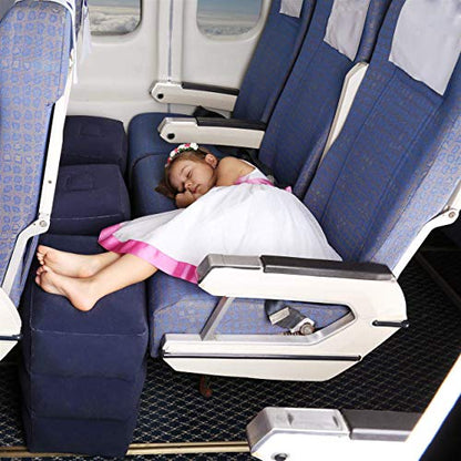 Inflatable Travel Foot Rest Pillow, Adjustable Height Leg Rest Pillow for Cars, Home, Office, Trains, Airplane, Make a Flat Bed for Baby, Kids, Toddlers, Blue, 1 Pack - color: Blue 1