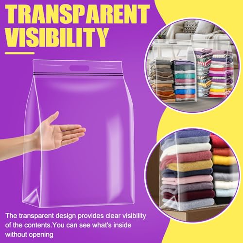 FURWEY 25 Gallon Extra Large Storage Bags 35”x 24”Resealable Clear Bags with Handle 4 Mil Thick Heavy Duty Big Bag for Clothes Pillow Travel Moving,Bedding,Shoes and Toys Storage, Pack of 12 - size: 25 gal - 12 pack