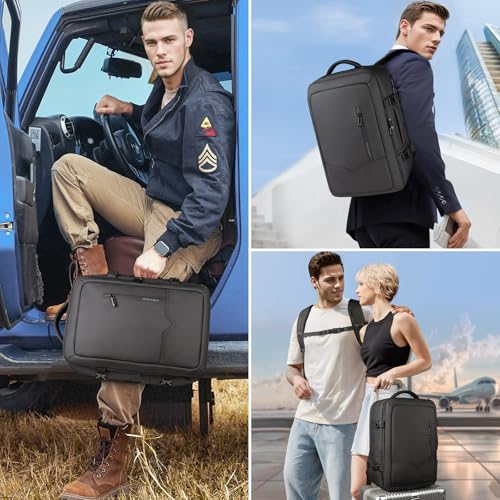 Travel Backpack for Men Women, 28L Airline Approved Carry On Backpack, 17 inch Water Resistant Business Laptop Backpack, Personal Item Luggage Bag for Weekender Hiking, Black