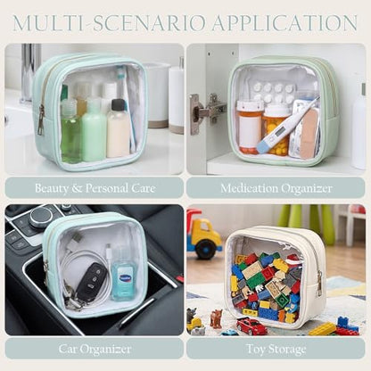 Abbylike 3 Pcs Mini Clear Makeup Bag Cosmetic Bags Set Waterproof Transparent Toiletry Bag with Zipper for Women Girls, Gifts for Bridesmaid(Moonlight White,Lake Blue,Lake Green) - color: Moonlight White,Lake Blue,Lake Green