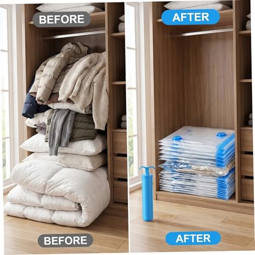 12Pcs Vacuum Travel Bags with Pump, Space Saver Bags for Clothes, Bedding & Travel, 4 Medium/Large/Extra Large Compression Bag Space Saver