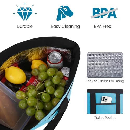 mosago Commercial Insulated Food Delivery Bag 39L, Heavy Duty Thermal Catering Tote with Zipper, Leakproof Hot & Cold Transport Bag for Restaurant & Professional Drivers, Blue - color: Blue