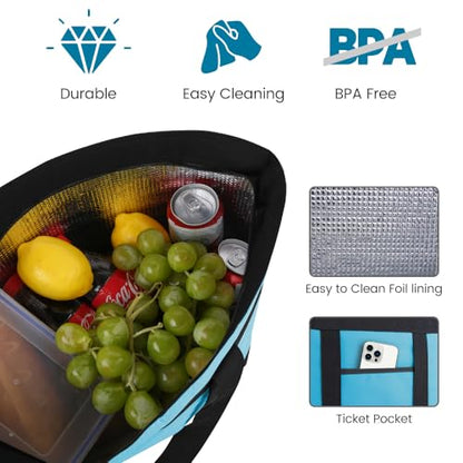 mosago Commercial Insulated Food Delivery Bag 39L, Heavy Duty Thermal Catering Tote with Zipper, Leakproof Hot & Cold Transport Bag for Restaurant & Professional Drivers, Blue - color: Blue