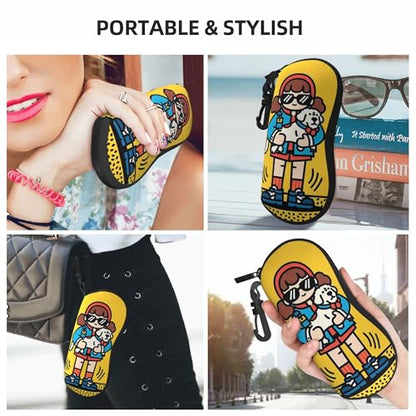 Portable Leather Glasses Case Anti-pressure Glasses Bag Coin Purse Storage Bag Suitable for Men and Women - color: B