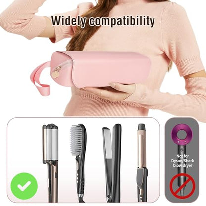 SS 2 in 1 Hair Tools Travel Bag with Heat Resistant Mat, Flat Iron Travel Case for Curling Iron, Hair Straightener, Fat iron, Waterproof Toiletry bag for Women, Pink - color: Pink