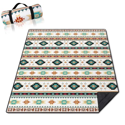Picnic Blankets Waterproof Foldable, 60’‘x80'' Portable Dual Layers Outdoor Travel Camping Picnic Backpacking Hiking Beach Blanket Mat for Grass Padded Lawn Park Beach,Picnic Accessories - color: Boho 2