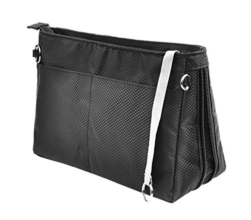Vercord Expandable Nylon Handbag Purse Organizer Insert Liner Shaper Bag in Bag Black Medium - color: Black, size: Medium