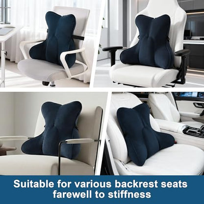 Lumbar Support Pillow(Pat. Pend) – Multi-Functional Ergonomic Back Cushion for Office Chair, Car Seat & Sofa, Reading Pillow with Firm Multi-Zone Support to Relieve Lower Back Pain,Teal Blue - color: Teal Blue